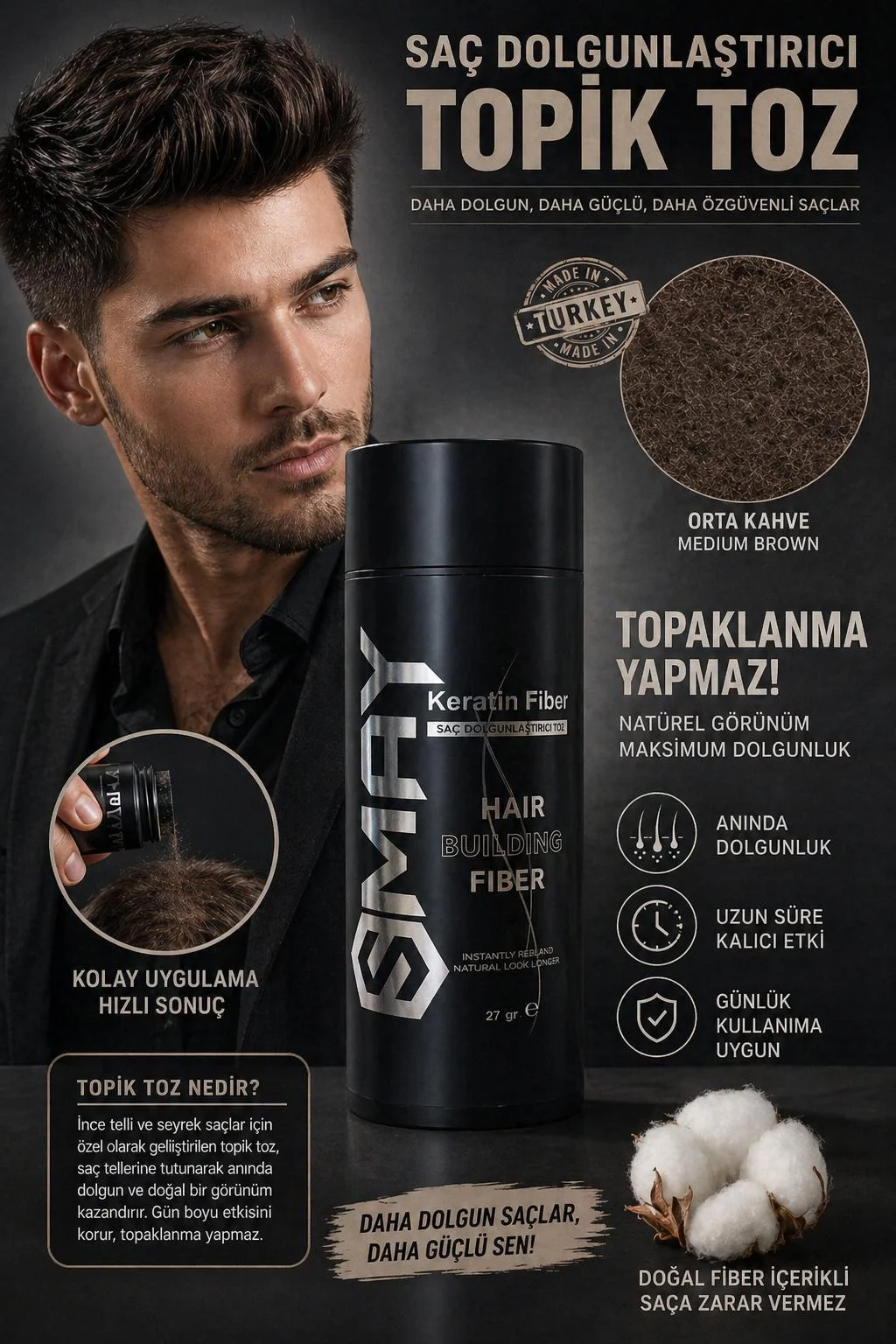 Toppik Saç Tozu Toppik Saç Dolgunlaştırıcı Tozu Koyu Kahve