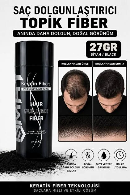 Toppik Saç Tozu Topik Saç Dolgunlaştırıcı Toz Siyah 4 Paket